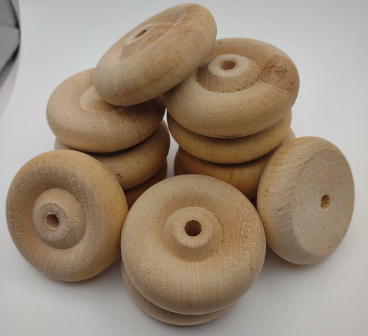 2" x 9/16" x 7/32" hole Unfinished Wooden Toy Wheel 12pc Packs Lot #TW15
