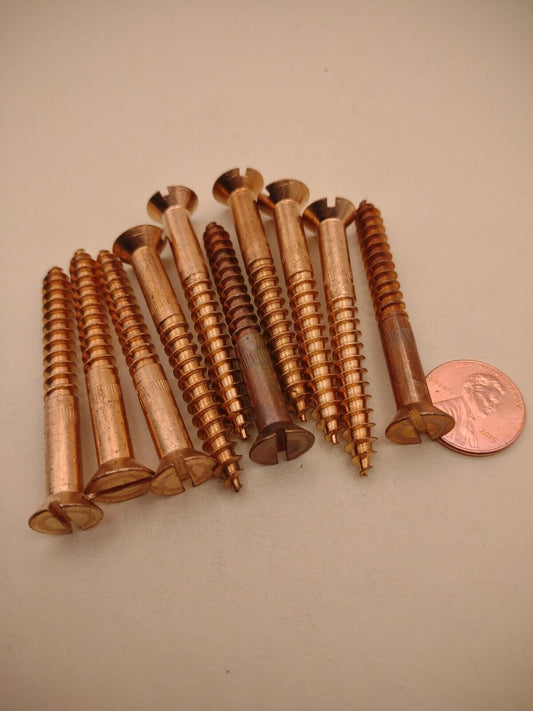 #14 x 2-1/4" Silicon Bronze Flat Head Slotted Marine Wood Screws (10 pack SBWS28