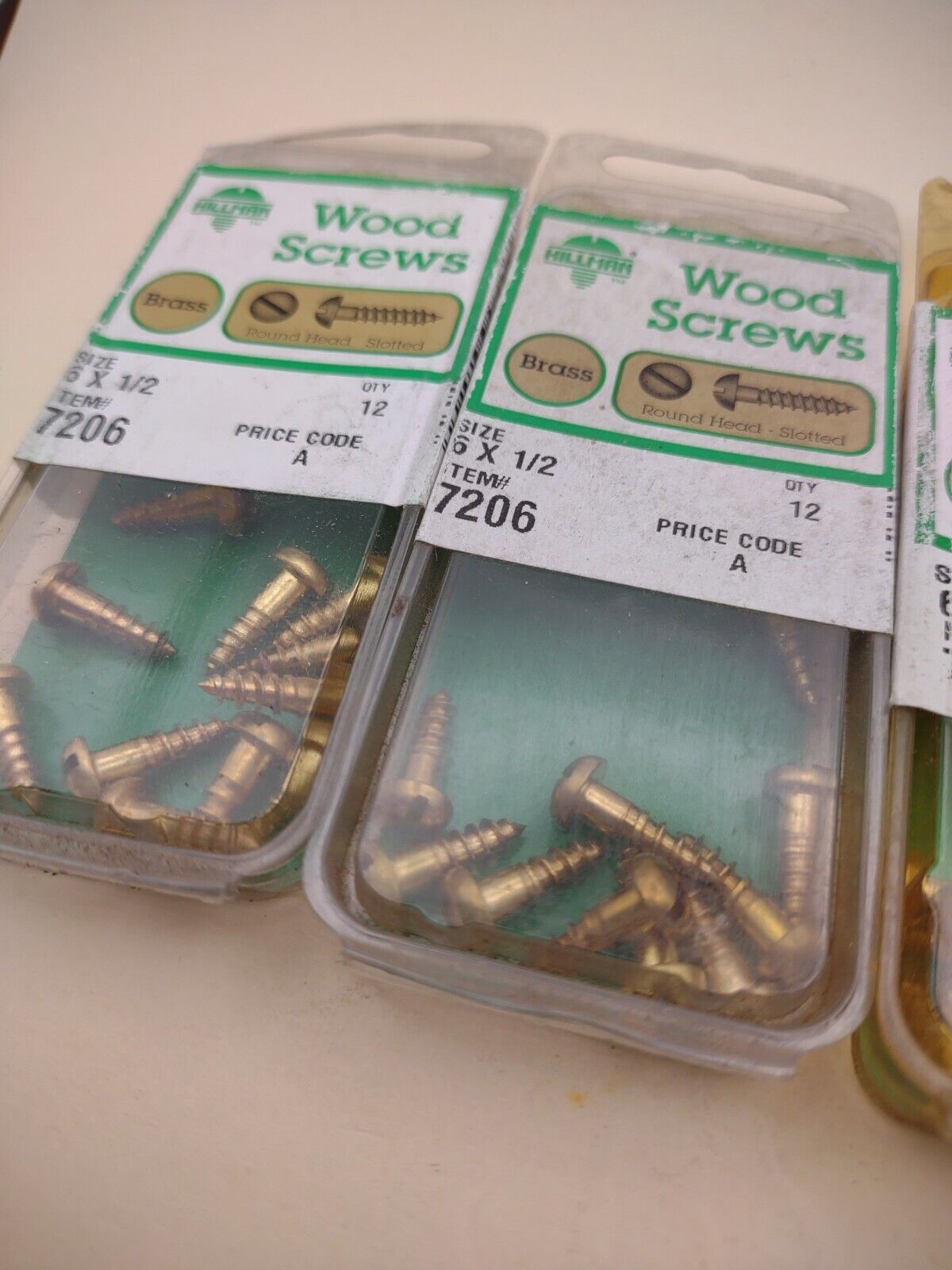 #6 x 1/2" NOS Round Head Slotted BRASS Wood Screws Lot of (48) BOX0290