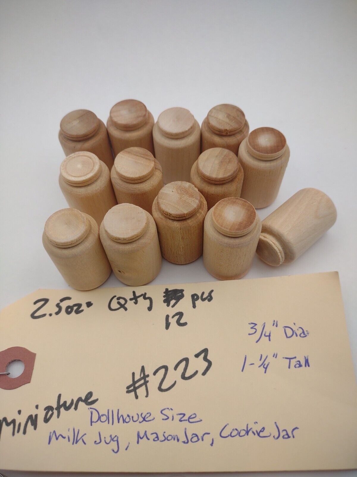 Dollhouse Miniature Milk Jug / Mason Jar Unfinished Wooden 12pc Packs Lot #M001