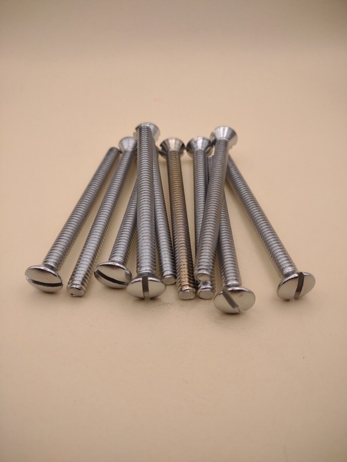 1/4"-20 x 3" Oval Head Slotted Chrome Brass Machine Screws (10 pack) NOS CBMS54