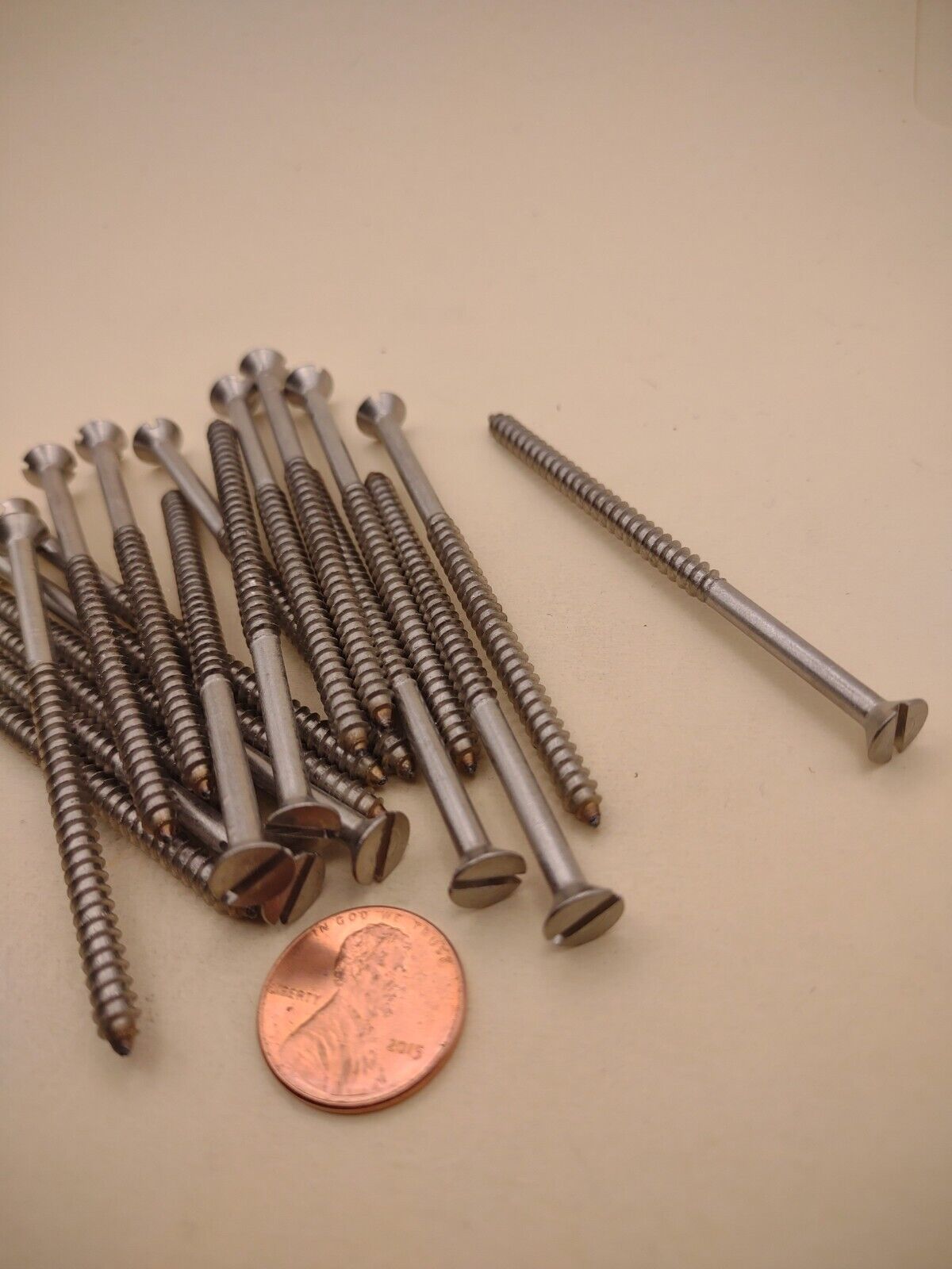 #8 x 3" 18-8 Stainless Flat Head Slotted Marine Wood Screws (20) pack SSWS15