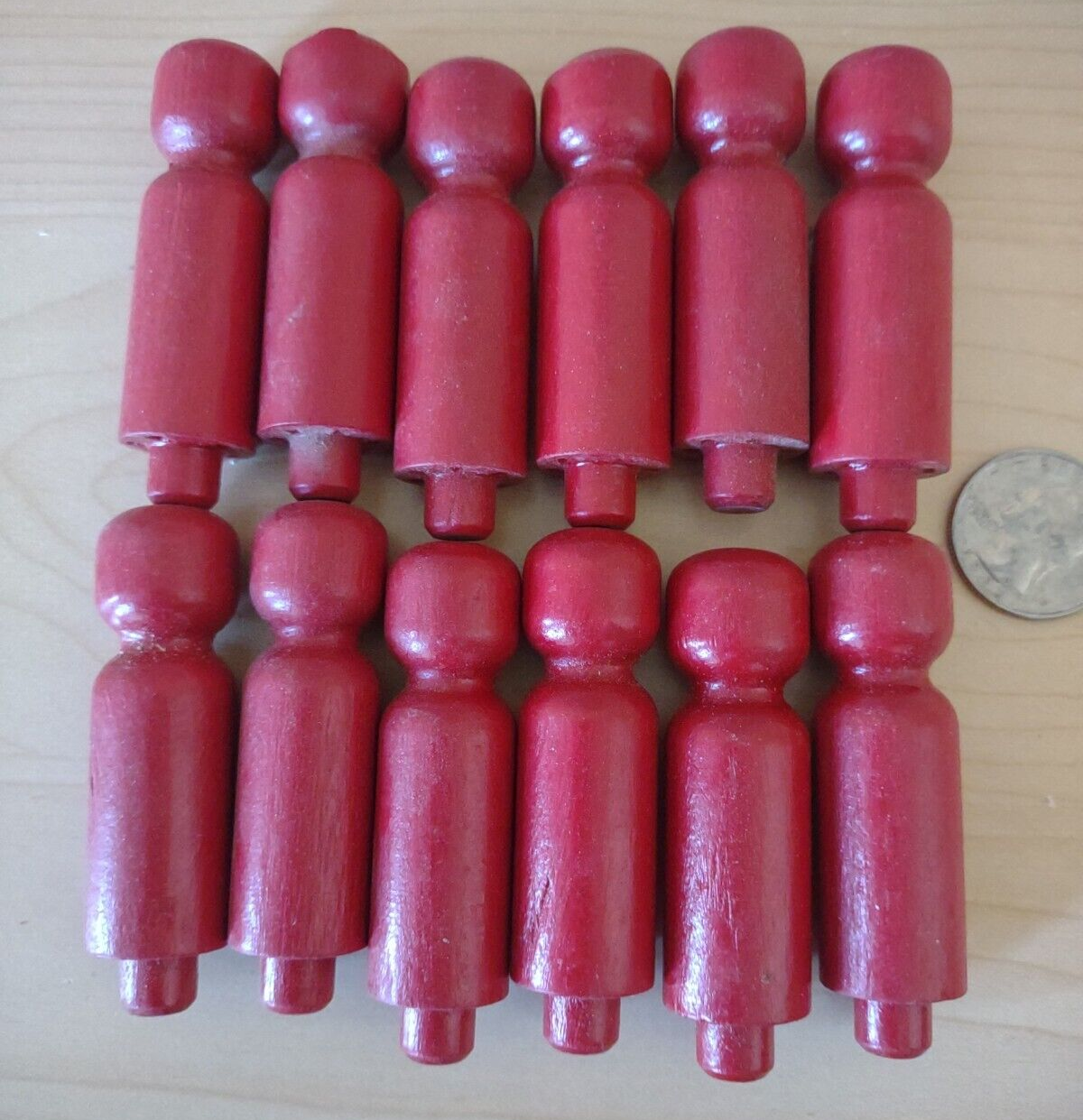 2-1/4" RED Wooden Toy Doll People or Coat Peg 12pc Packs Lot #TP06