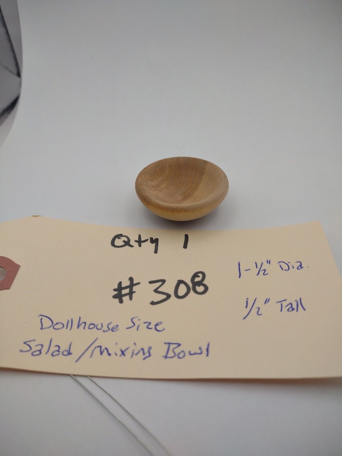 Dollhouse Miniature 1-1/2" Salad Mixing Bowl Unfinished Wooden 1pc Pack #M010