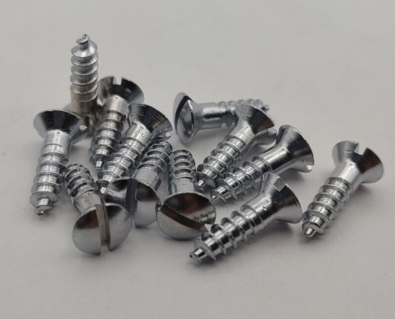 #8 x 5/8" Chrome Brass Oval Head Slotted Marine Wood Screws (12) pack CBWS26