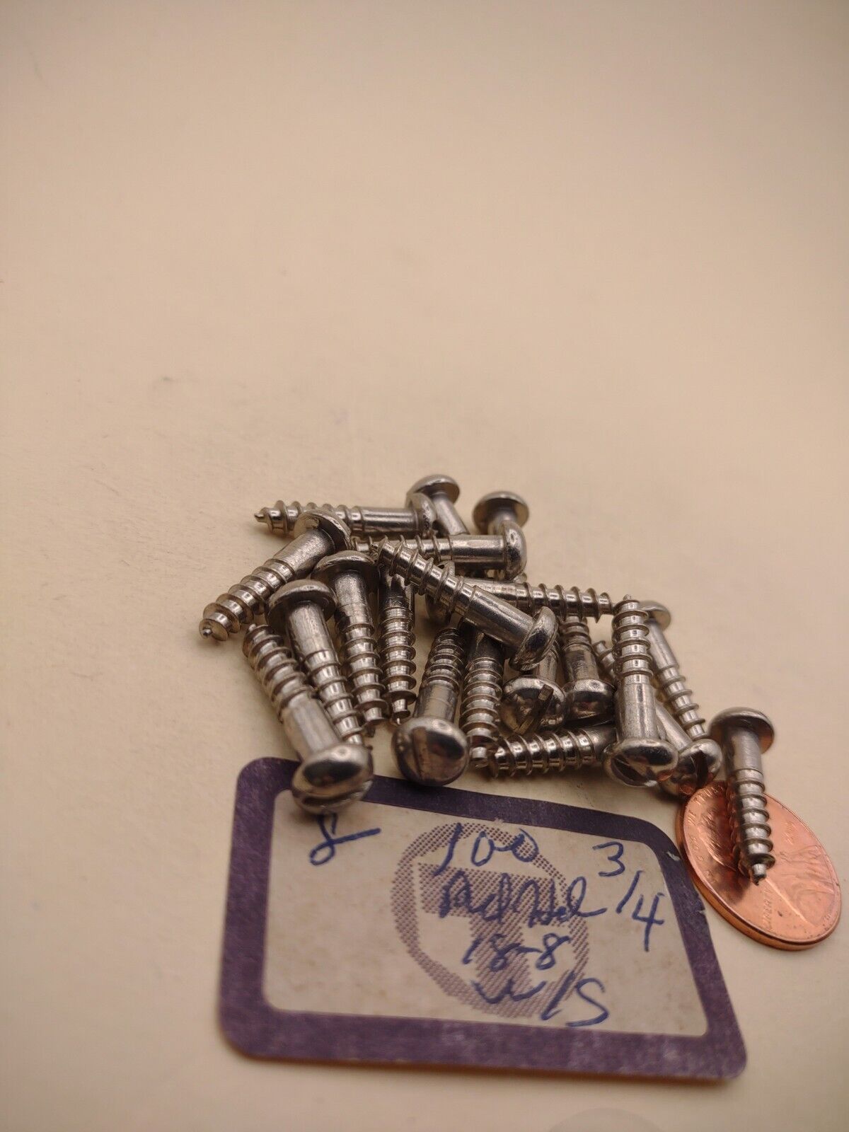#8 x 3/4" 18-8 Stainless Round Head Slotted Marine Wood Screws (20) pack SSWS34
