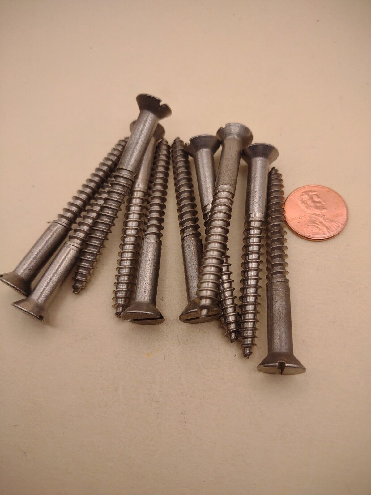 #14 x 2-1/4" 18-8 Stainless Flat Head Slotted Marine Wood Screws (10 pack SSWS27