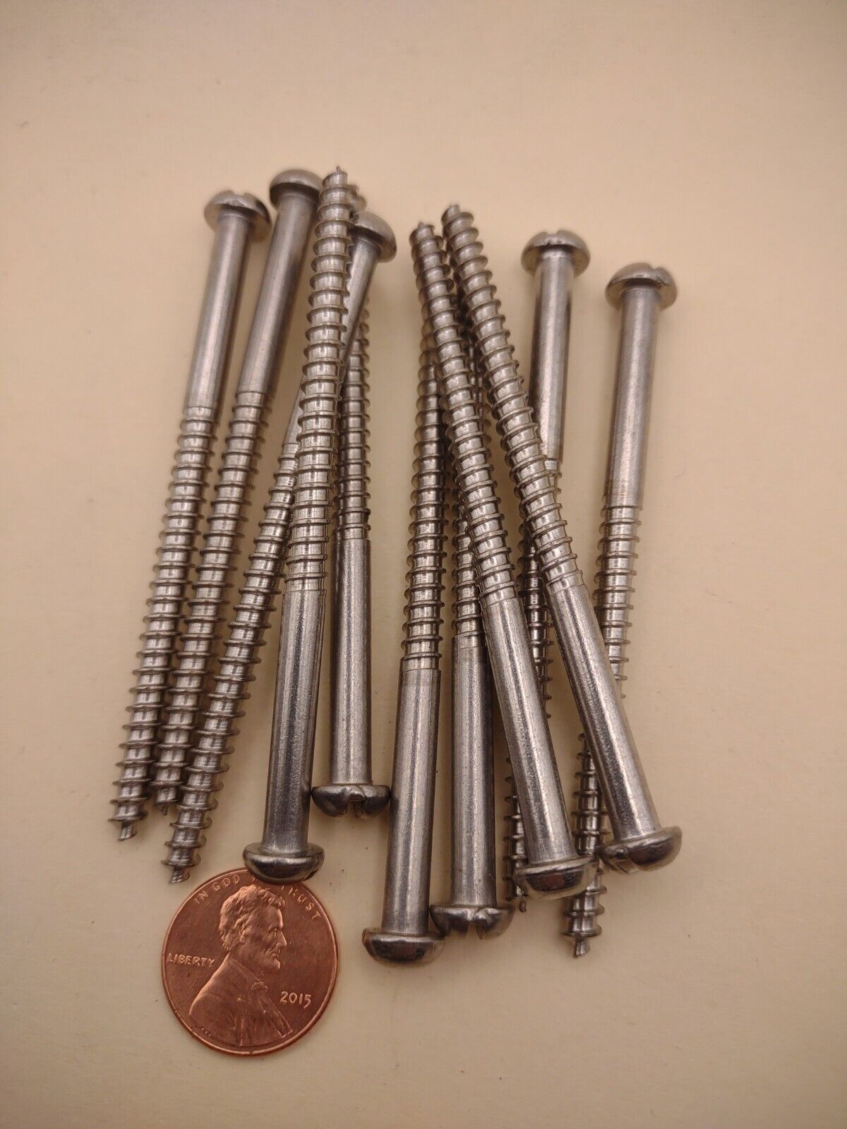 #10 x 3" 18-8 Stainless Round Head Slotted Marine Wood Screws (10) pack SSWS61