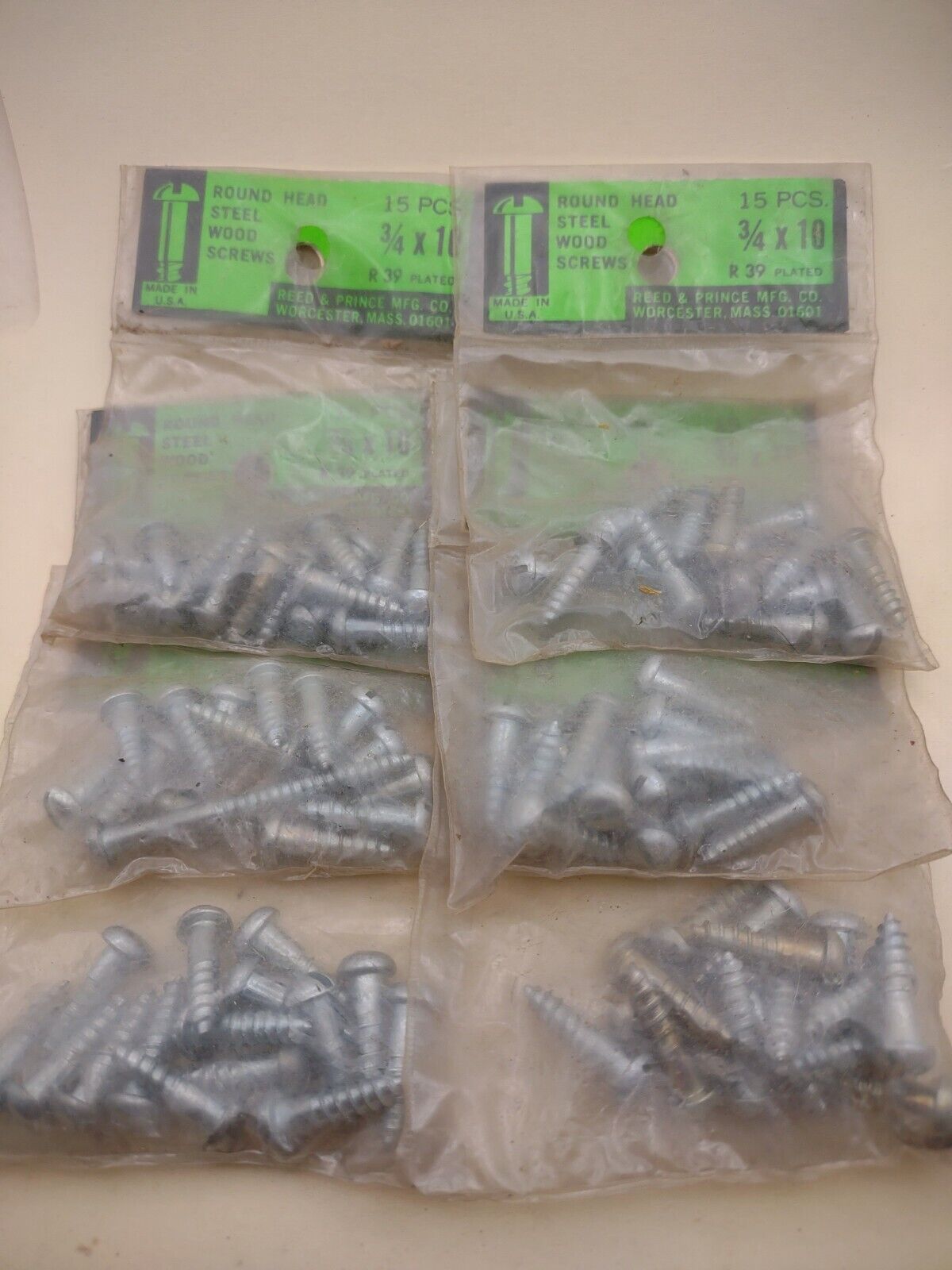 #10 x 3/4" Slotted Round Head Reed & Prince Wood Screws (90pcs) NOS Lot RP101a