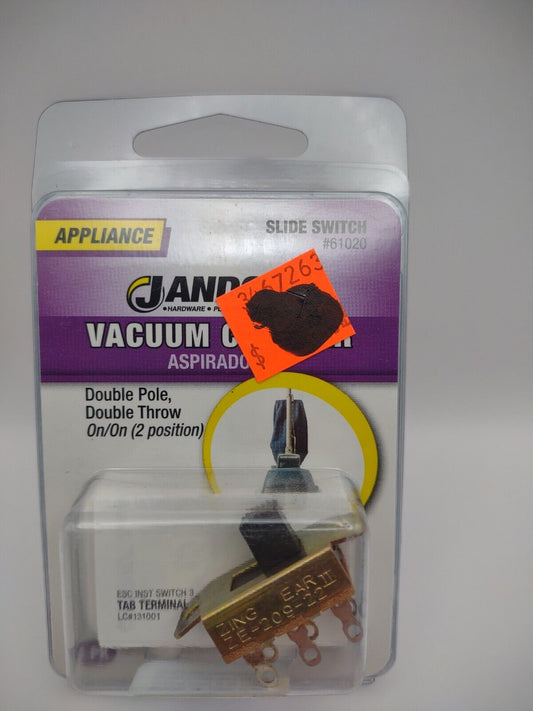 Jandorf Appliance Vacuum Cleaner SLIDE SWITCH Black Double Pole On/On 61020 E18