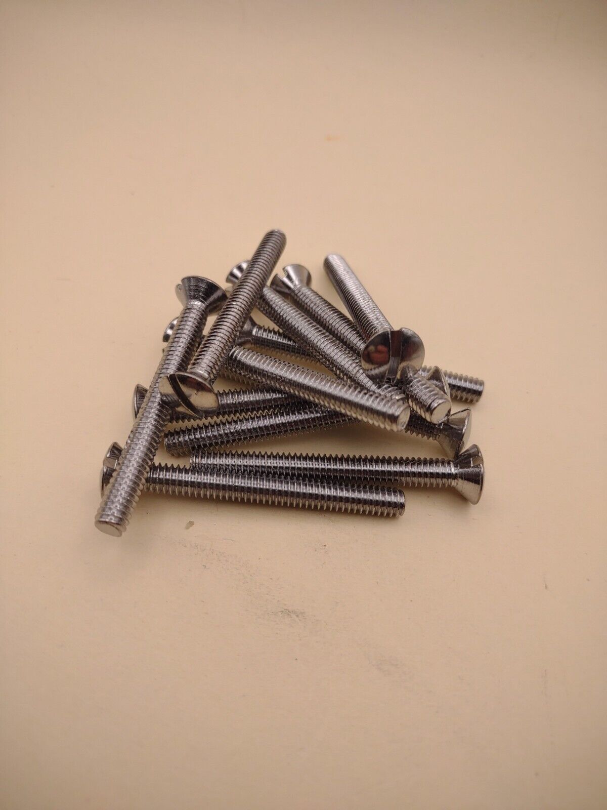 12-24 x 2" Oval Head Slotted Chrome Brass Machine Screws (12 pack) NOS CBMS42