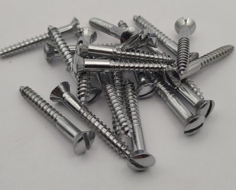 #5 x 1" Chrome Brass Oval Head Slotted Marine Wood Screws (20) pack CBWS12