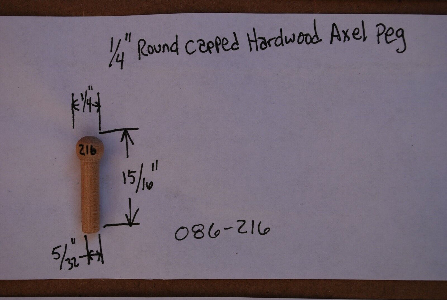 5/32" Tenon x 15/16" Unfinished Hardwood Toy Axle Peg 100pc Packs Lot #TA04