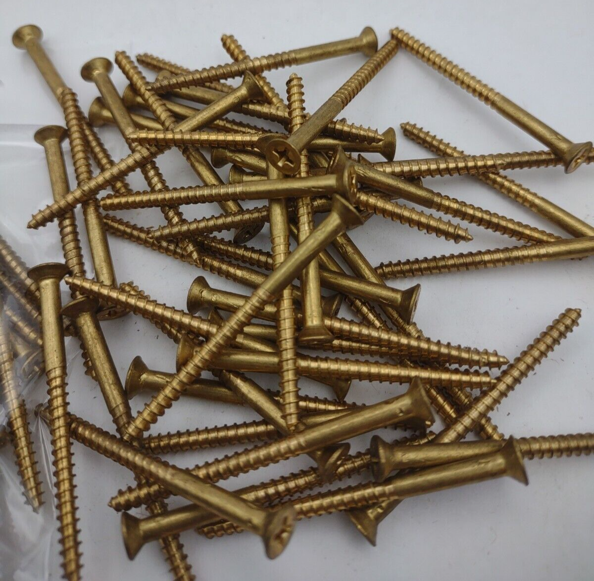 #6 x 2" Solid Brass Phillips FH Wood Screws (100) Box Pack- NOS - A018