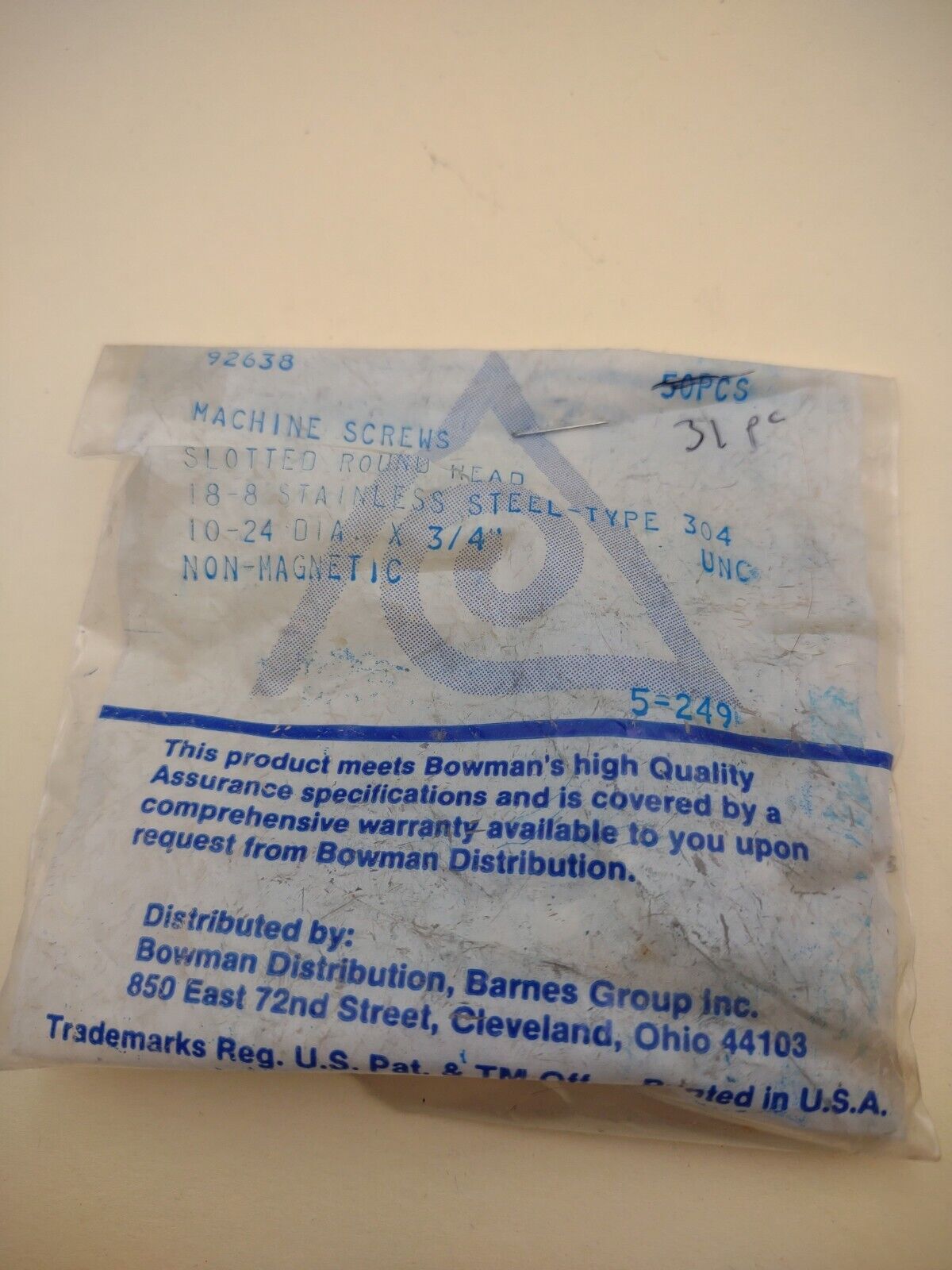 10-24 x 3/4" 18-8 Stainless Round Head Slotted Machine Screws (31) pack SSMS08