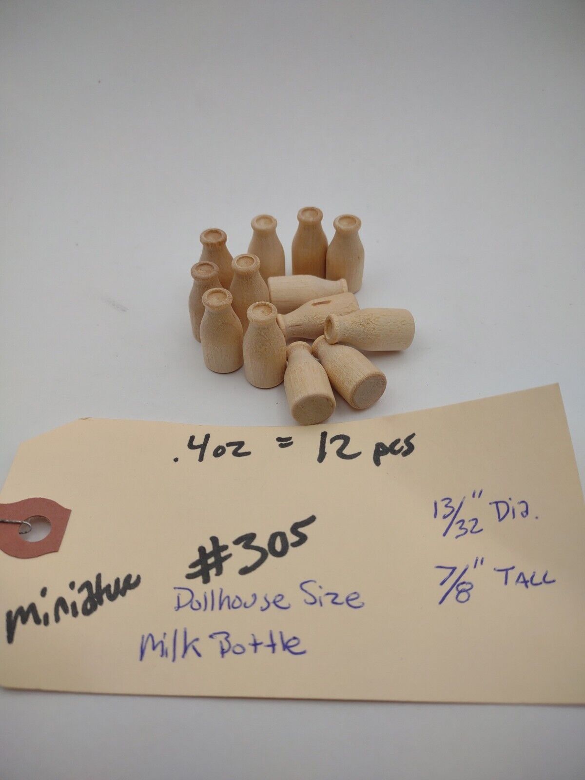Dollhouse Miniature 7/8" Milk Bottle Unfinished Wooden 12pc Pack Lot #M013