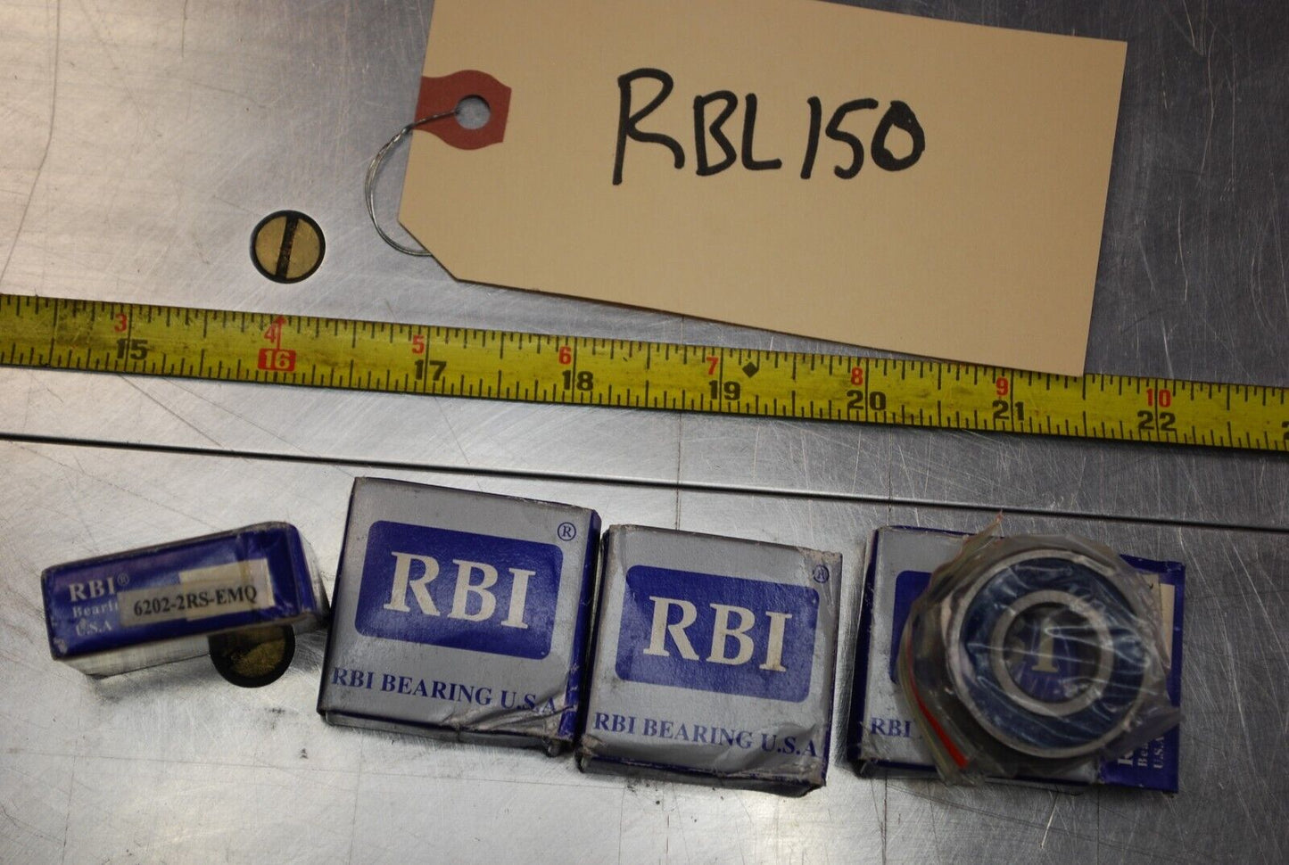RBI 6202-2RS EMQ Ball Bearings - Lot of Qty (4) NOS - RBL150