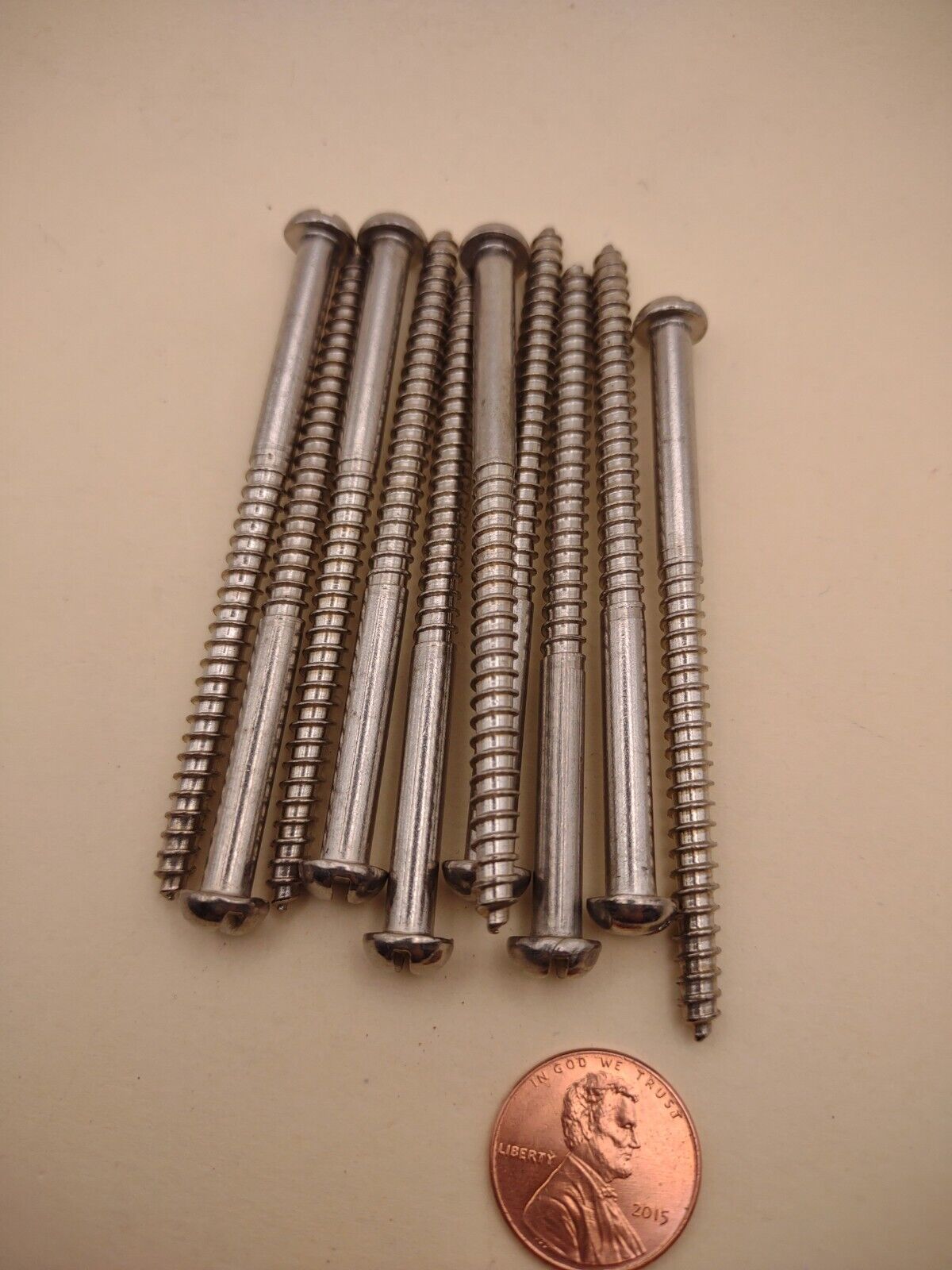 #10 x 3" 18-8 Stainless Round Head Slotted Marine Wood Screws (10) pack SSWS60
