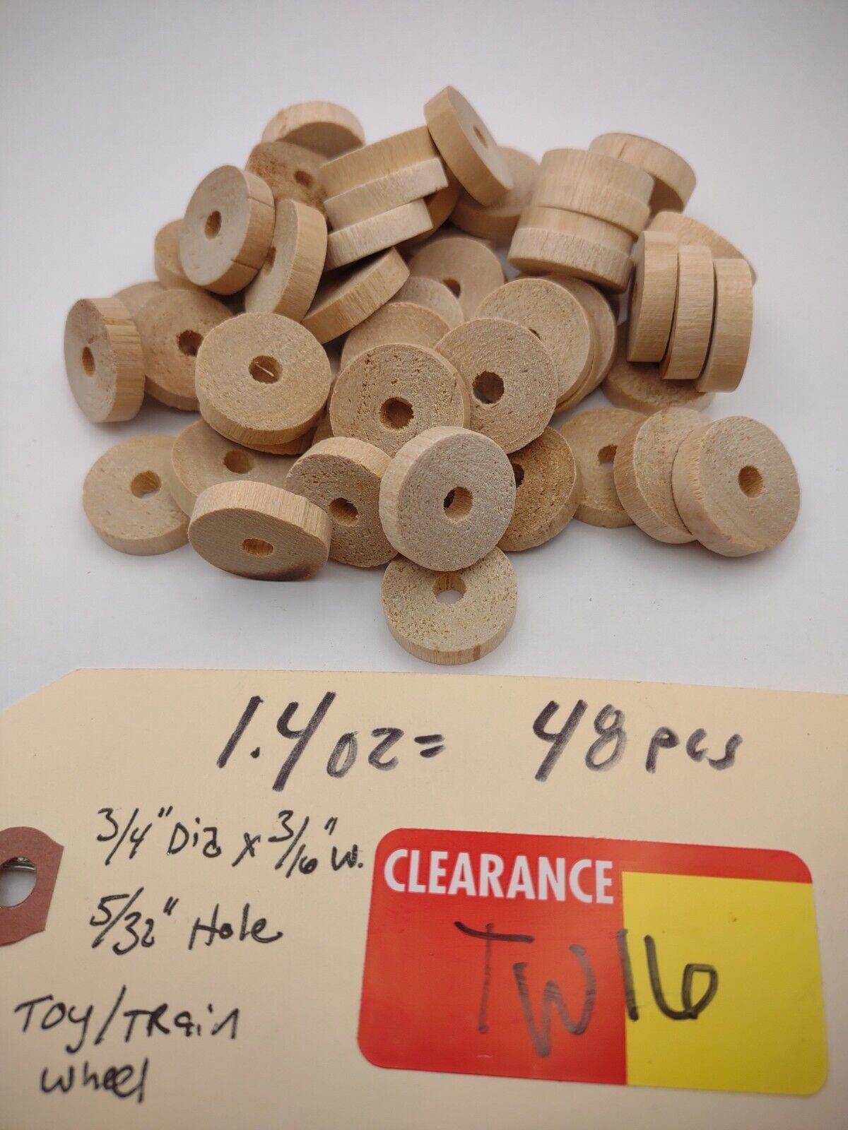 3/4" x 3/16" x 5/32" hole Unfinished Wooden Toy Wheel 48pc Packs Lot #TW16