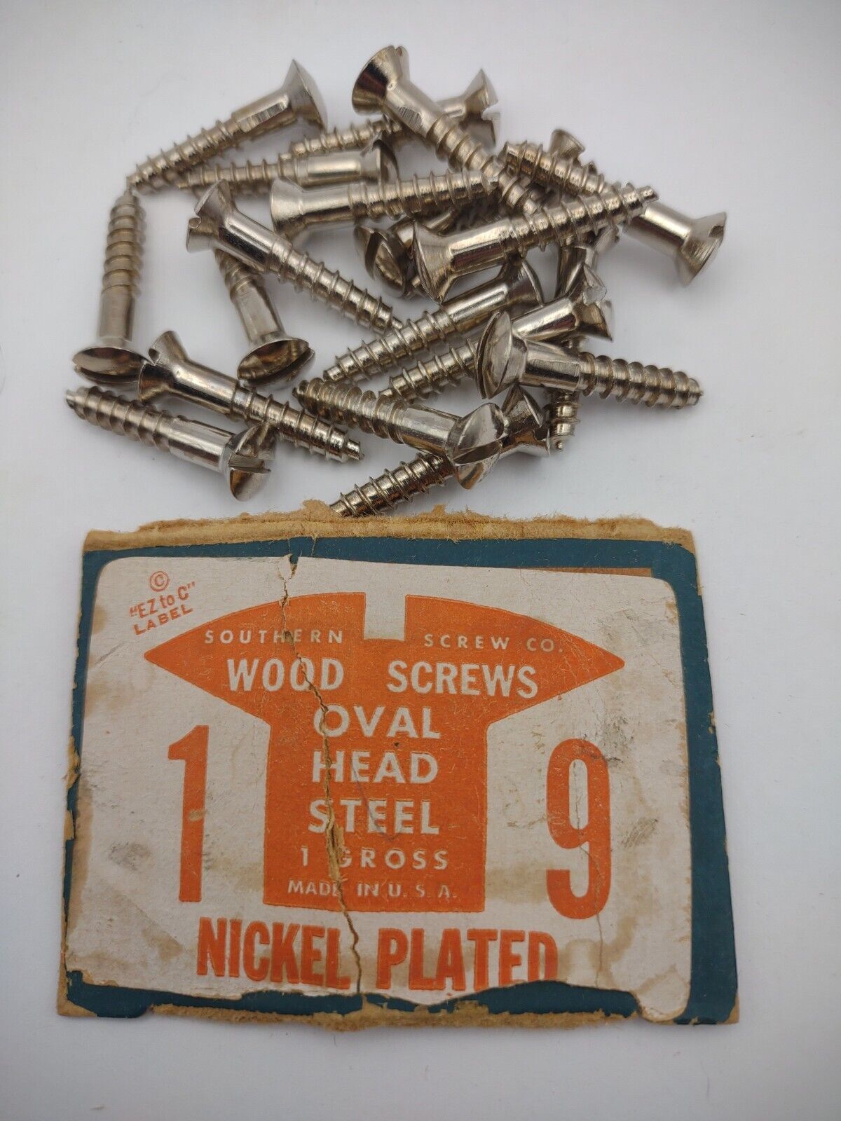 #9 x 1" Nickel Plated Oval Head Slotted Steel Wood Screws (20) Packs #csp17
