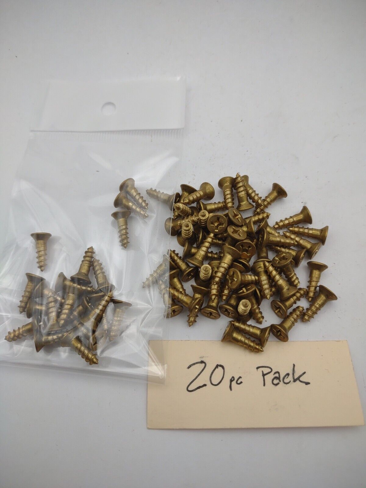 #6 x 1/2" Solid Brass Phillips FH Wood Screws (20) Pack- NOS - A011p