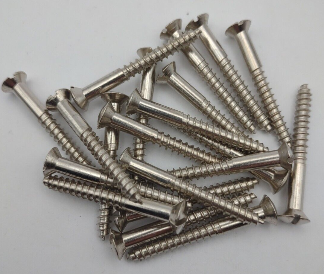 #8 x 1-1/2" Nickel Plated Oval Head Slotted Steel Wood Screws (20) Packs #csp12