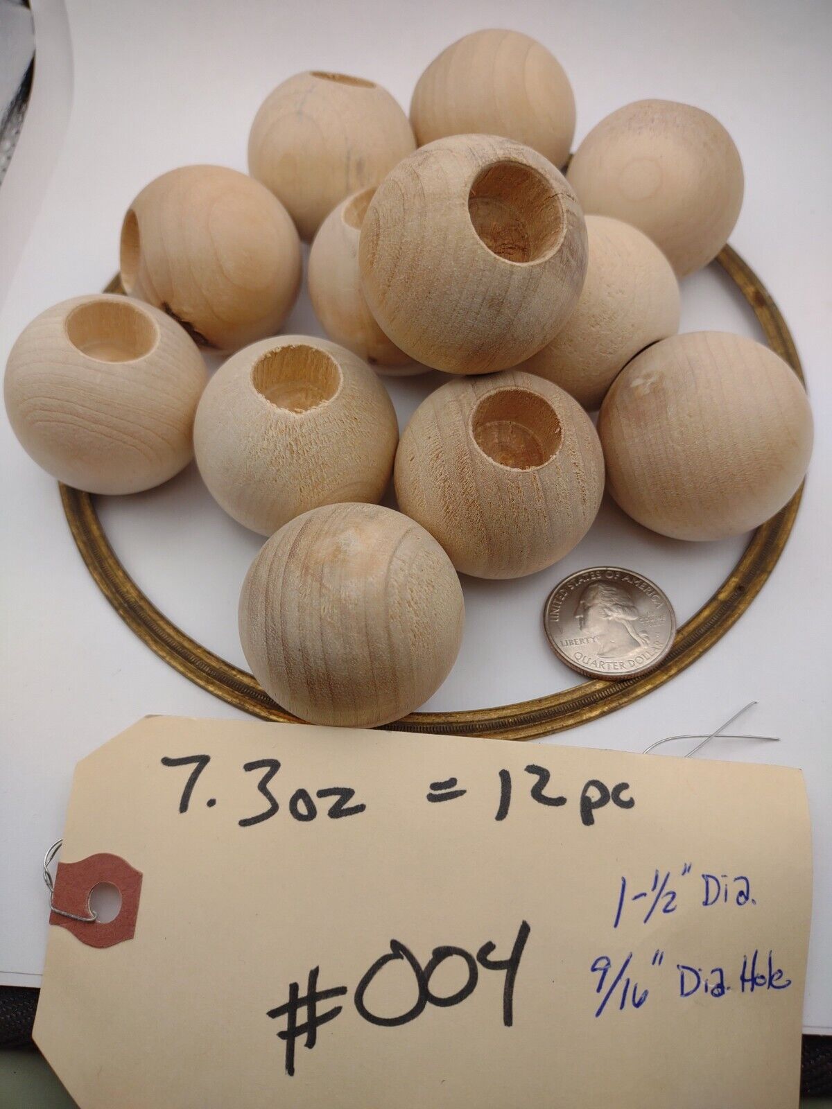 1-1/2" Dia 19/16" hole Unfinished Wood Round Ball Dowel Cap 12pc Packs Lot #DC07