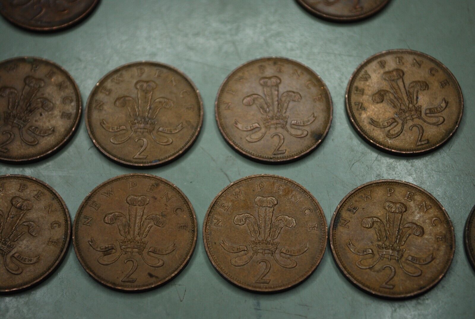 Lot of (13) 1971 British UK 2p New Pence Coins + (1) 1975