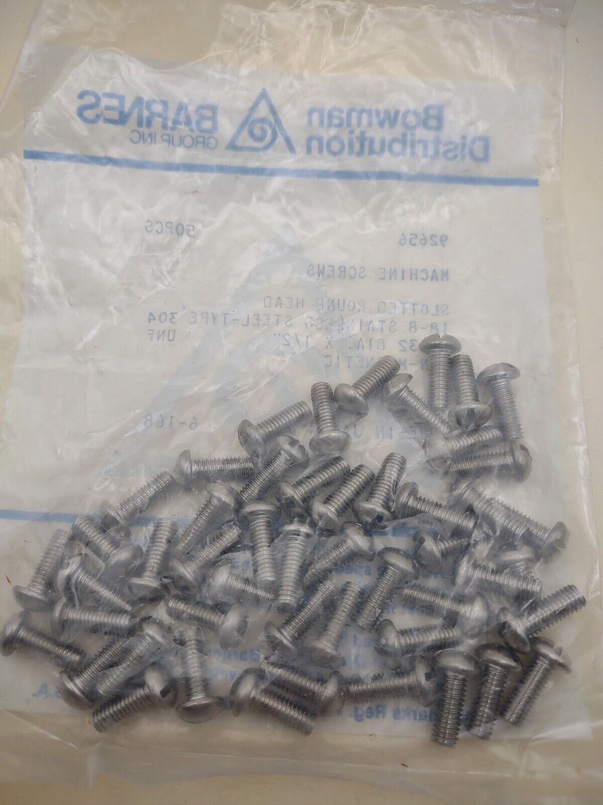 10-32 x 1/2" 18-8 Stainless Round Head Slotted Machine Screws (50) pack SSMS14