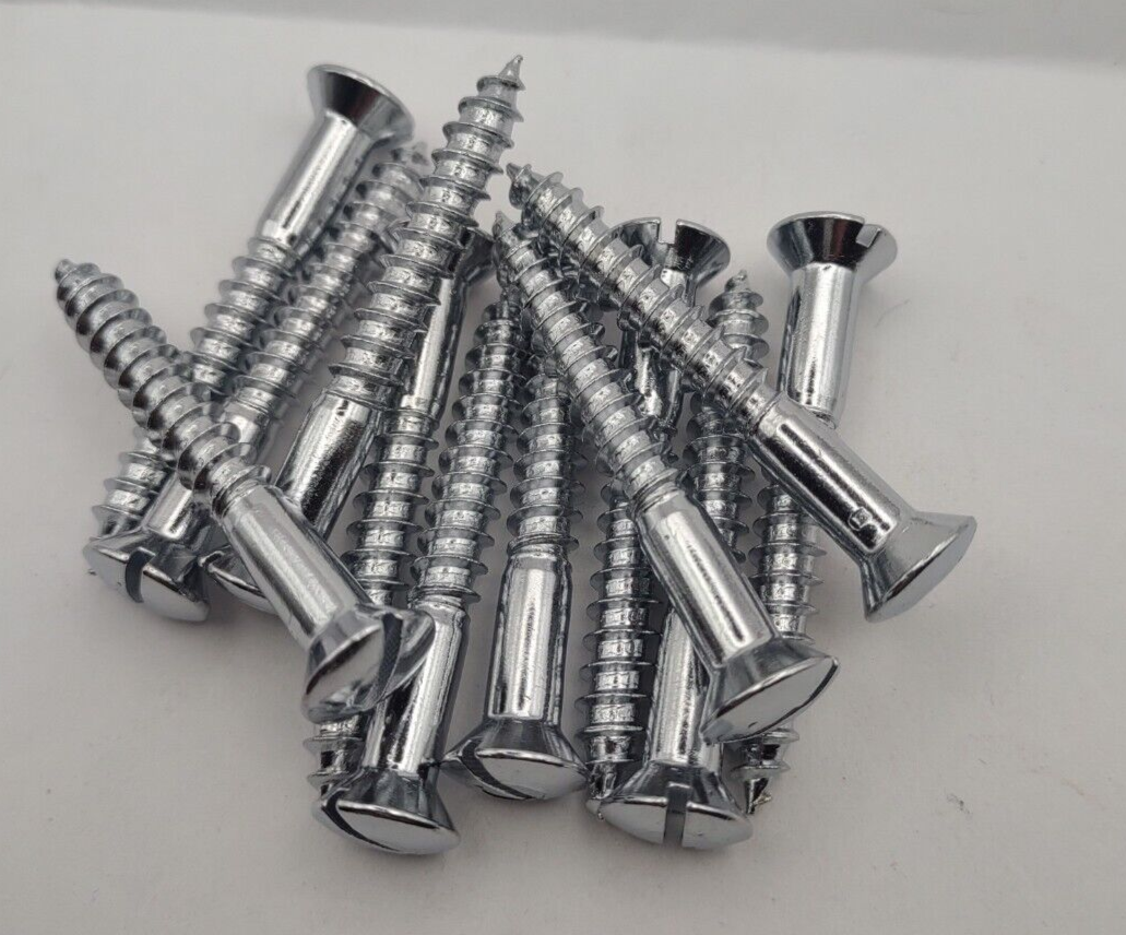 #14 x 2" Chrome Brass Oval Head Slotted Marine Wood Screws (12) pack CBWS52