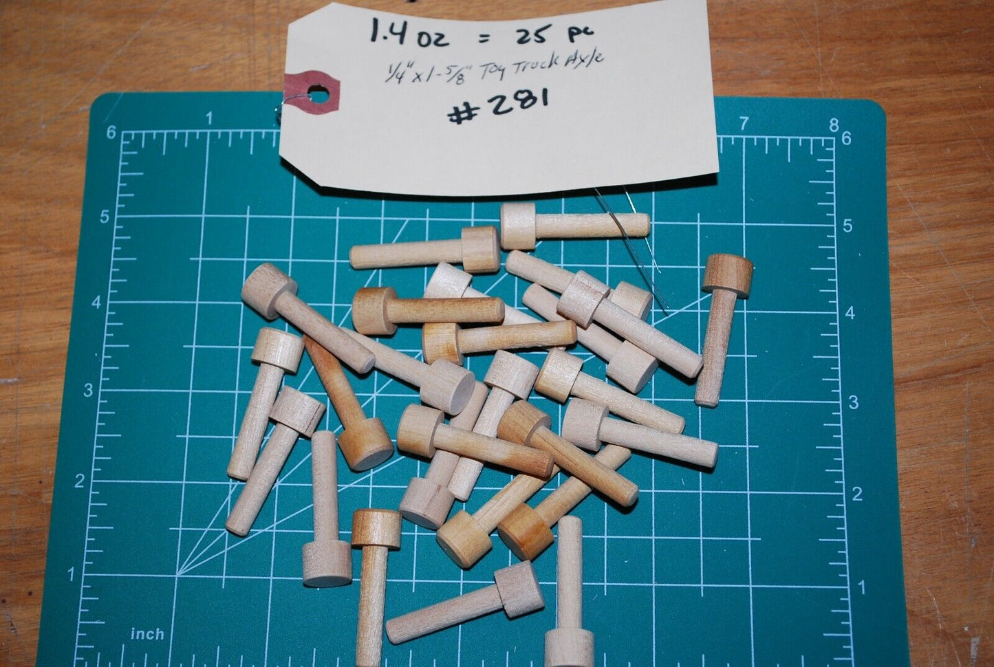 1/4" Tenon x 1-5/8" Unfinished Hardwood Toy Axle Peg 25pc Packs Lot #TA10