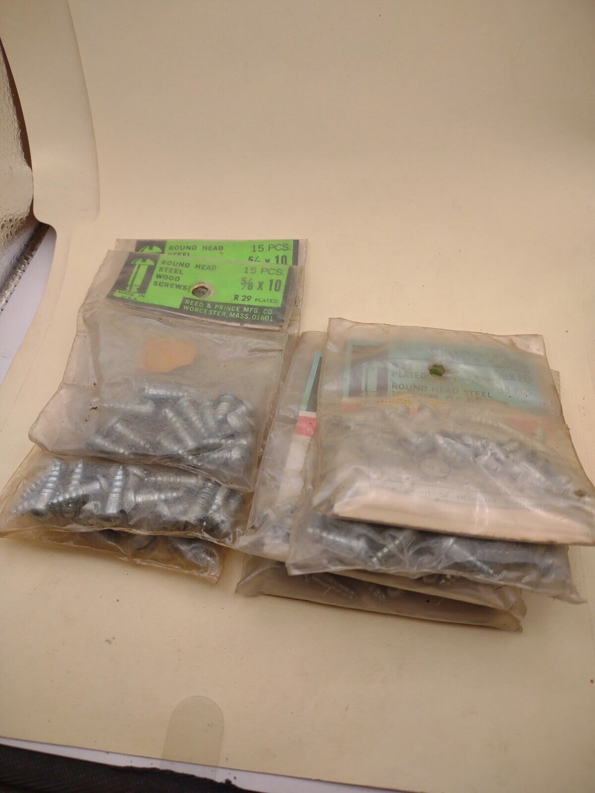 #10 x 5/8" Slotted Round Head Reed & Prince Wood Screws (120pcs) NOS Lot RP101