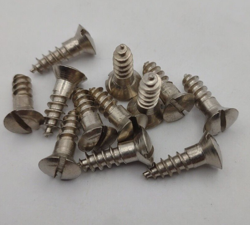 #10 x 5/8" Chrome Brass Oval Head Slotted Marine Wood Screws (12) pack CBWS36