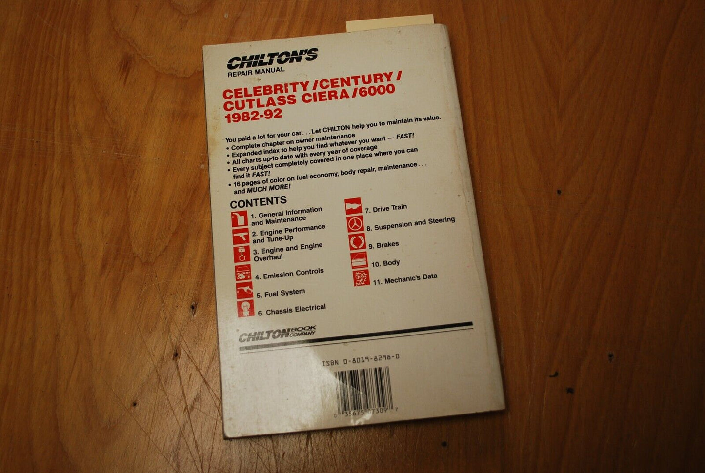CHILTON'S Repair Manual/Guide - Celebrity Century Cutlass Cierra 1982-92 - B009