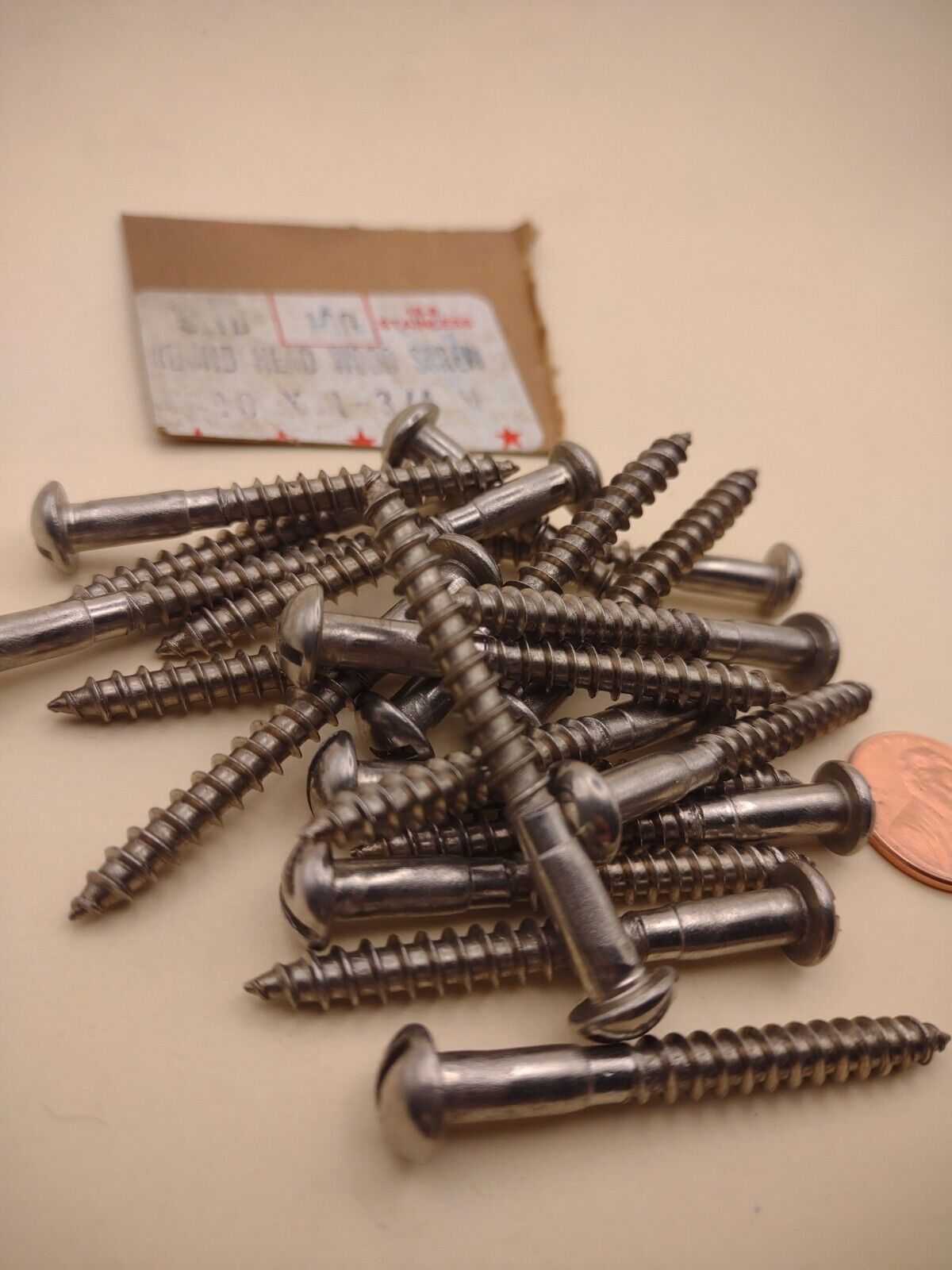 #10x 1-3/4" 18-8 Stainless Round Head Slotted Marine Wood Screws 20 pack SSWS52