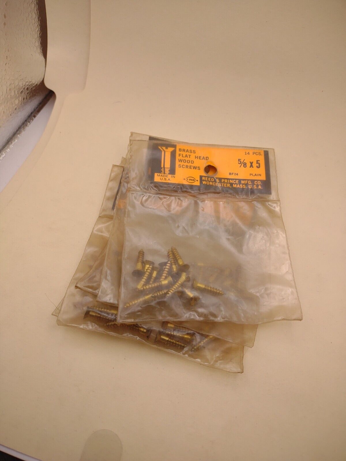 #5 x 5/8" Slotted Flat Head Reed & Prince BRASS Wood Screws (63pcs) Lot RP061