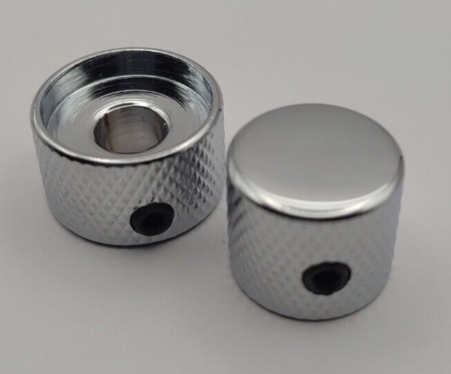 Set Dual Concentric Nested Control Knobs for Electric Guitar CHROME *Quality NOS