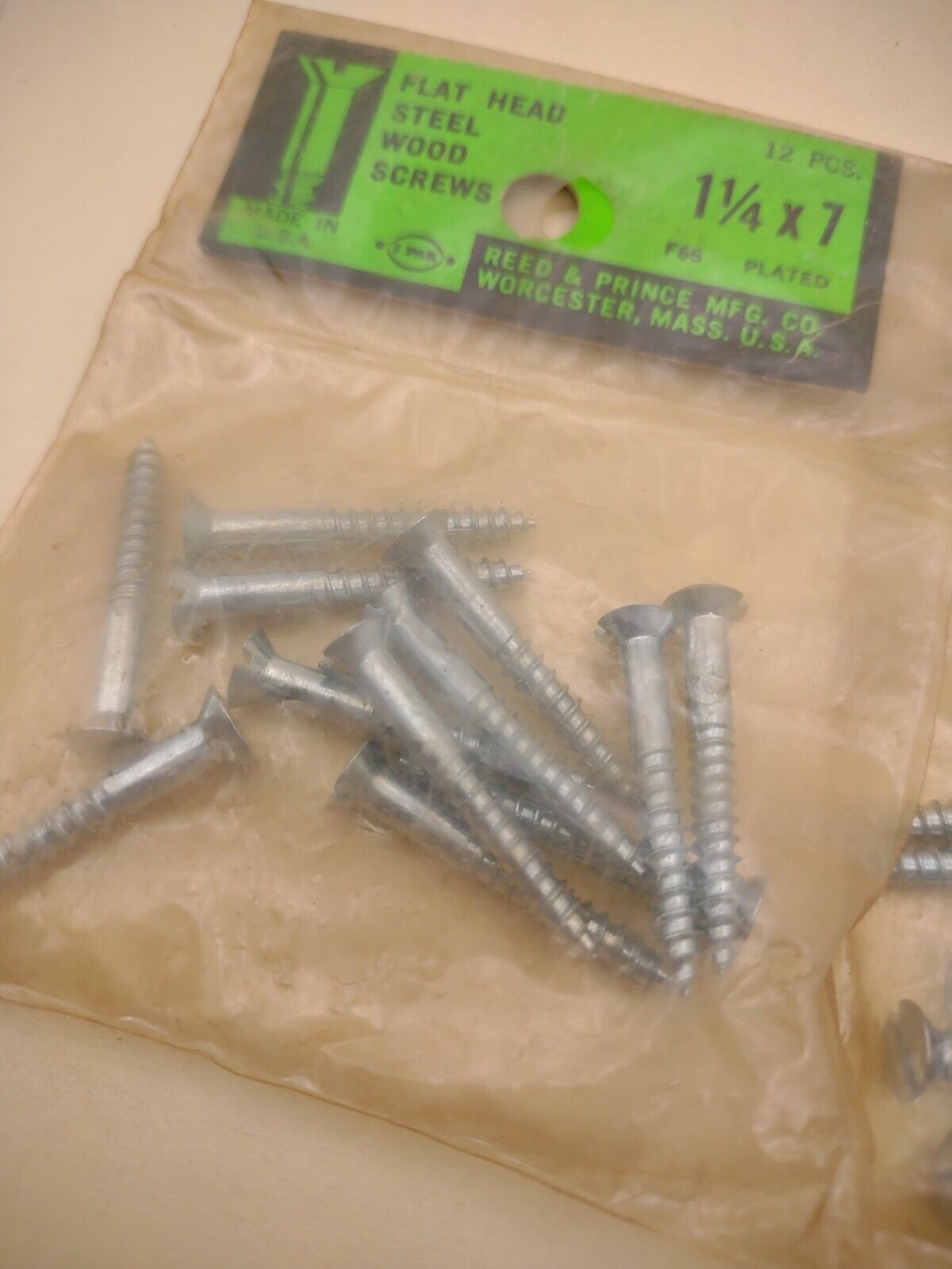 #7 x 1-1/4" Slotted Flat Head Reed & Prince Wood Screws (24pcs) NOS Lot RP022
