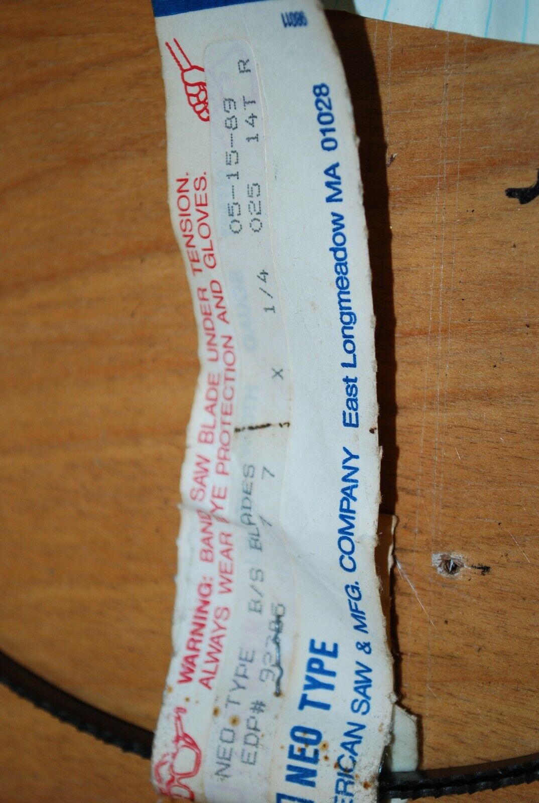 91" (7'-7") x 1/4" 14 TPI R Neo Band Saw Blade - LENNOX USA - NOS - BS-23