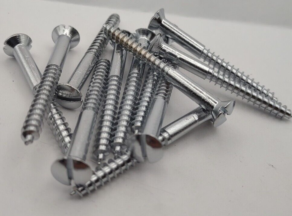 #10 x 2" Chrome Brass Oval Head Slotted Marine Wood Screws (20) pack CBWS40