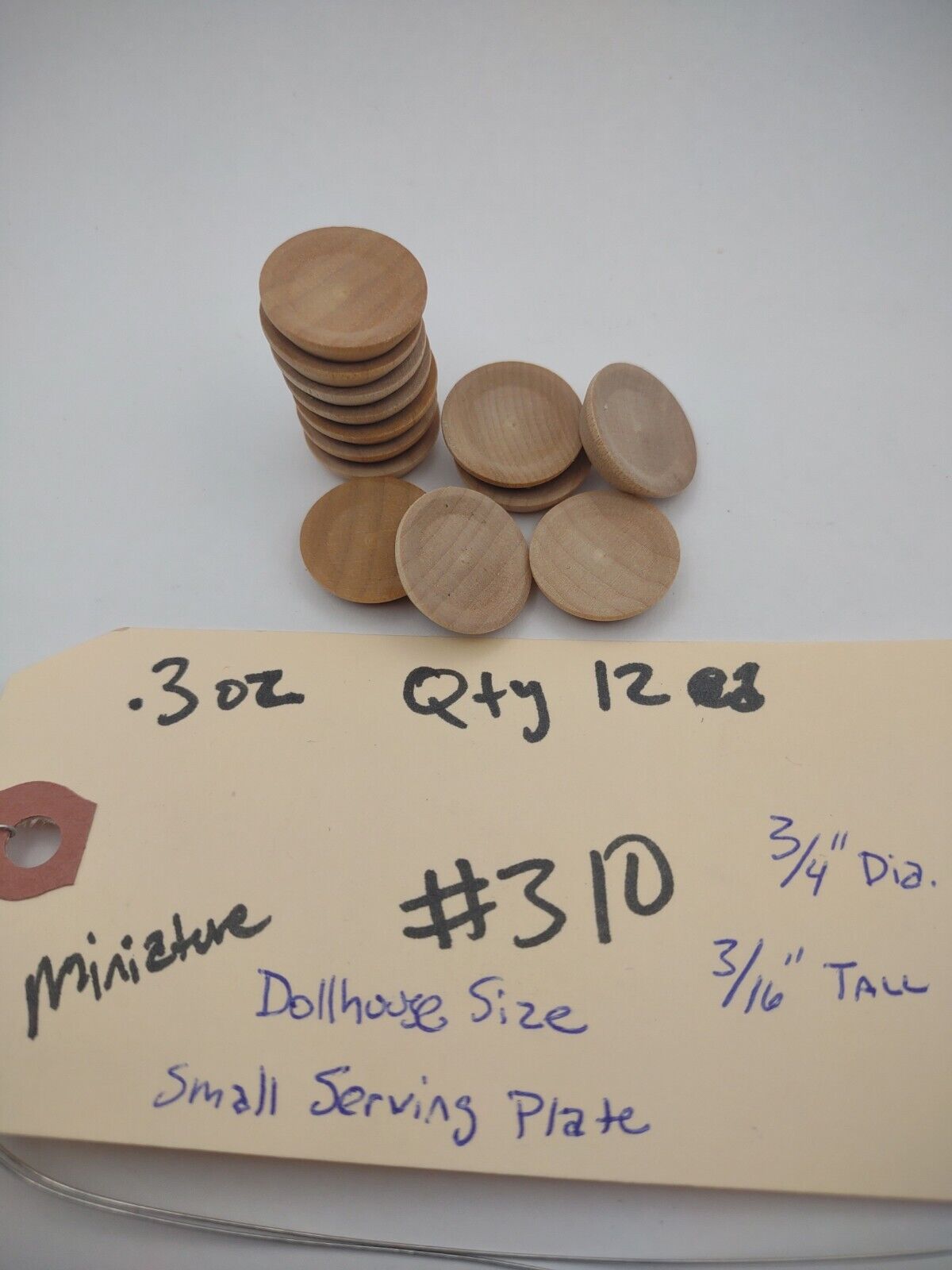 Dollhouse Miniature 3/4" Serving Plate Unfinished Wooden 12pc Packs Lot #M004