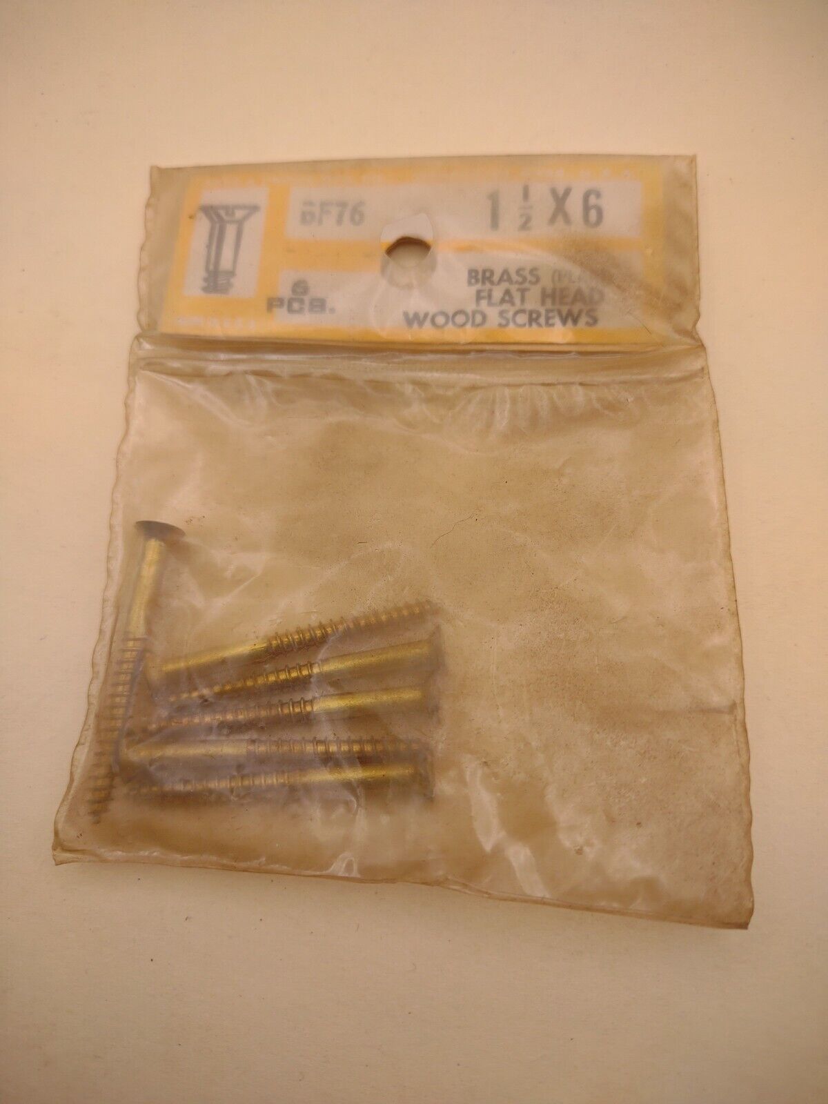 #6 x 1-1/2" Slotted Flat Head Reed & Prince BRASS Wood Screws (6pcs) Lot RP066