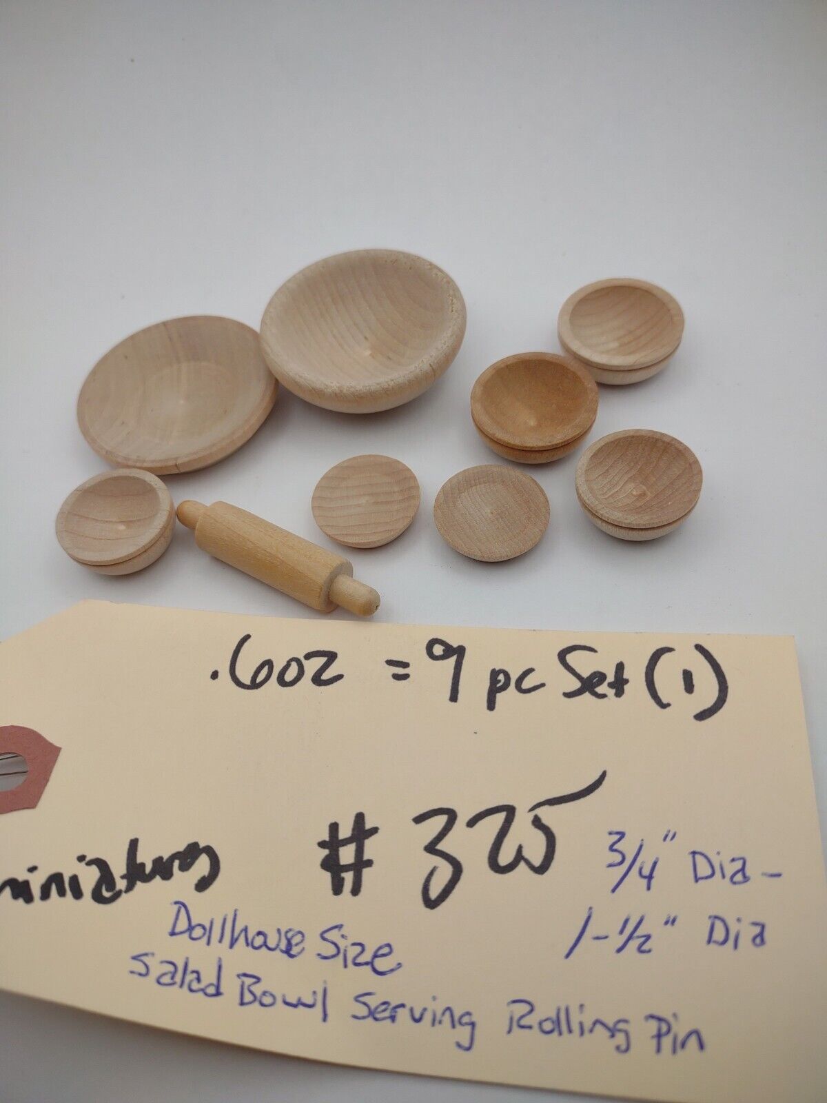 Dollhouse Miniature 9pc Kitchen / Dining Unfinished Wooden 9pc Set Pack Lot #M11