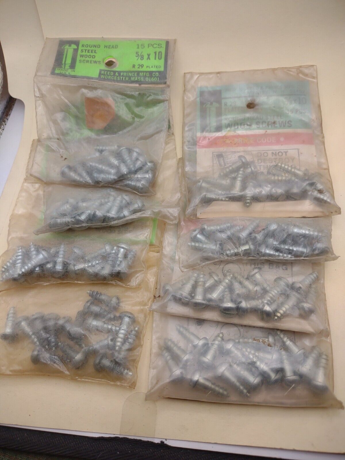 #10 x 5/8" Slotted Round Head Reed & Prince Wood Screws (120pcs) NOS Lot RP101