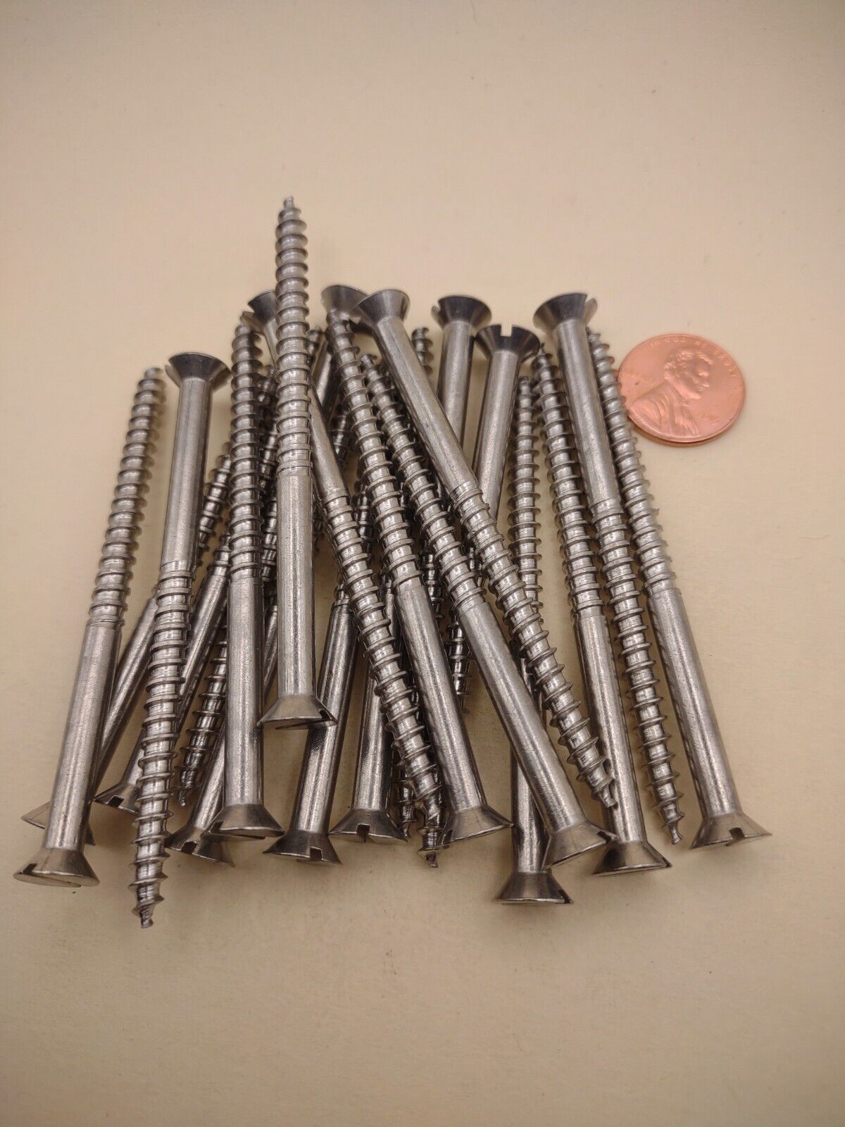 #10 x 3" 18-8 Stainless Flat Head Slotted Marine Wood Screws (20) pack SSWS22
