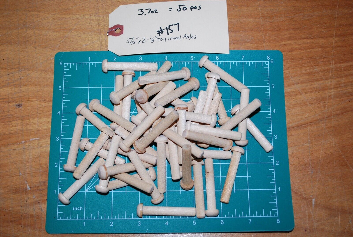 5/16" Tenon x 2-1/8" Unfinished Hardwood Toy Axle Peg 50pc Packs Lot #TA05