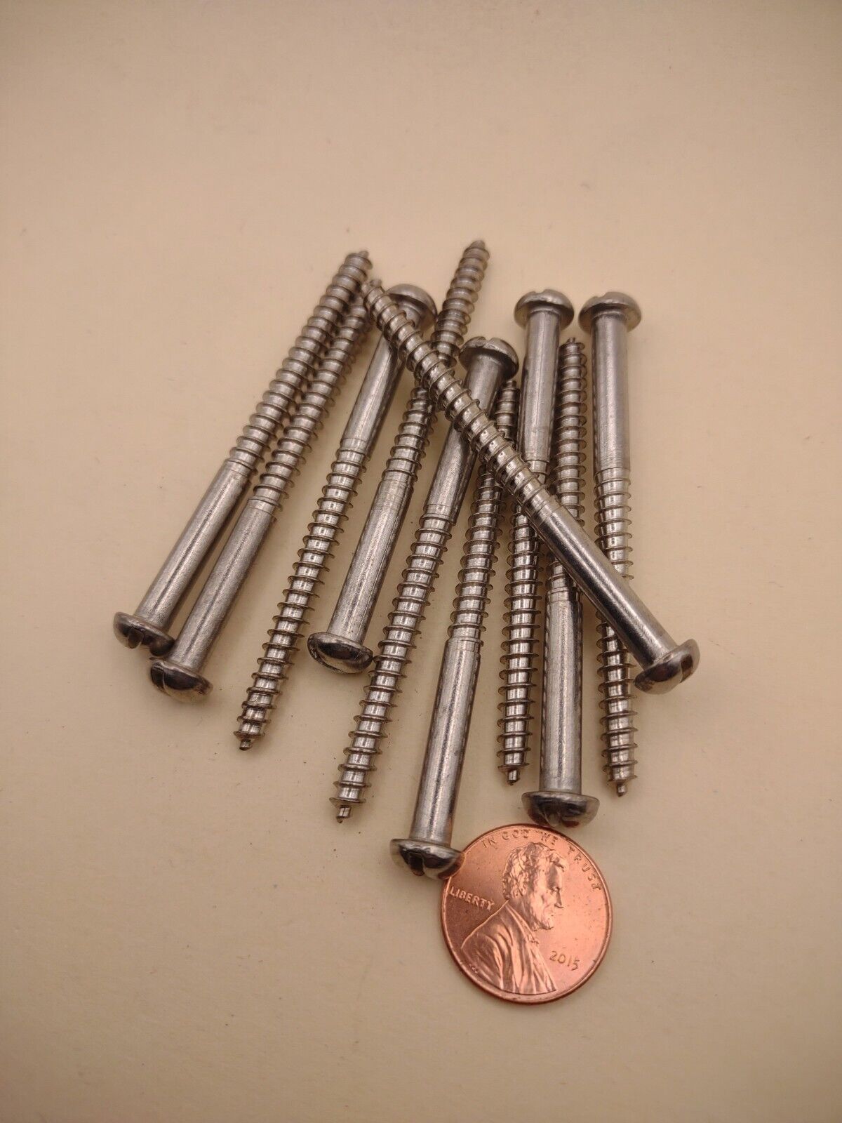 #10x 2-1/2" 18-8 Stainless Round Head Slotted Marine Wood Screws (10 pack SSWS58