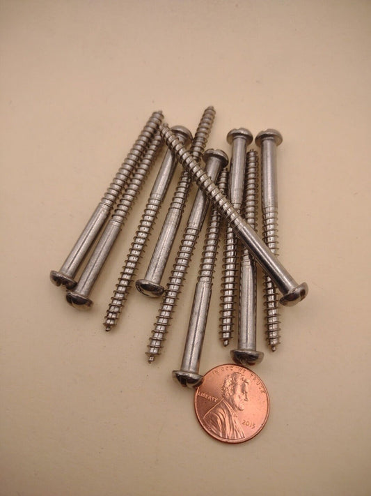 #10x 2-1/2" 18-8 Stainless Round Head Slotted Marine Wood Screws (10 pack SSWS58