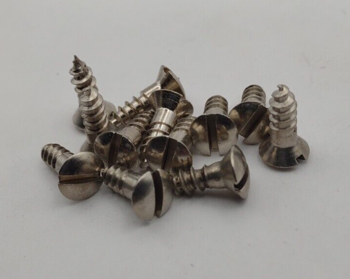 #10 x 5/8" Chrome Brass Oval Head Slotted Marine Wood Screws (12) pack CBWS35