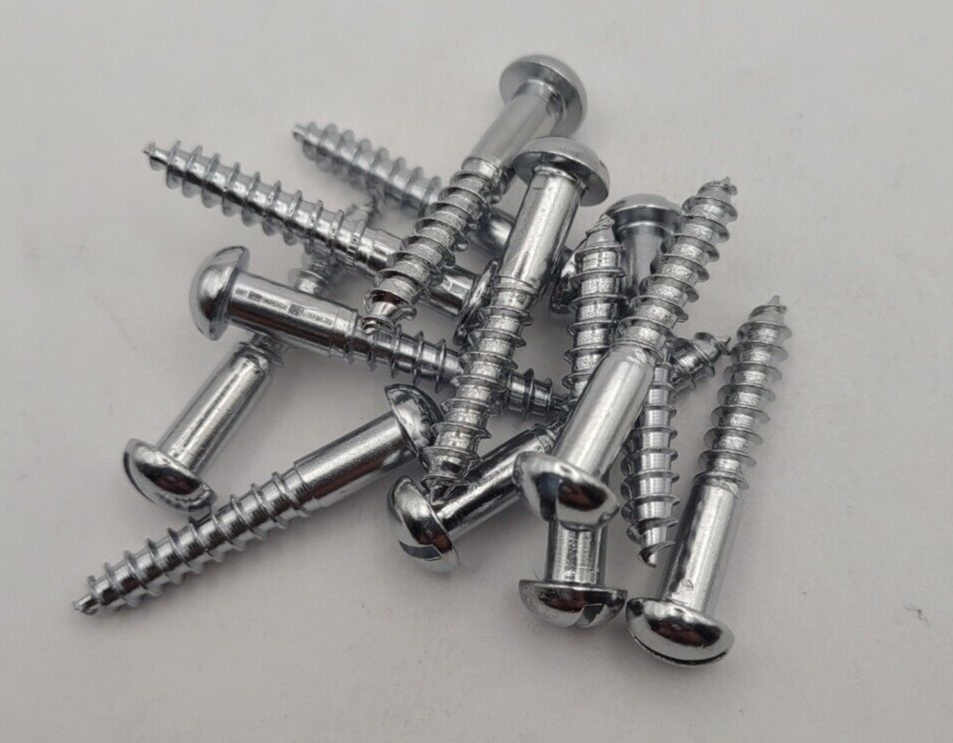 #9 x 1-1/4" Chrome Brass Round Head Slotted Marine Wood Screws (12) pack CBWS62
